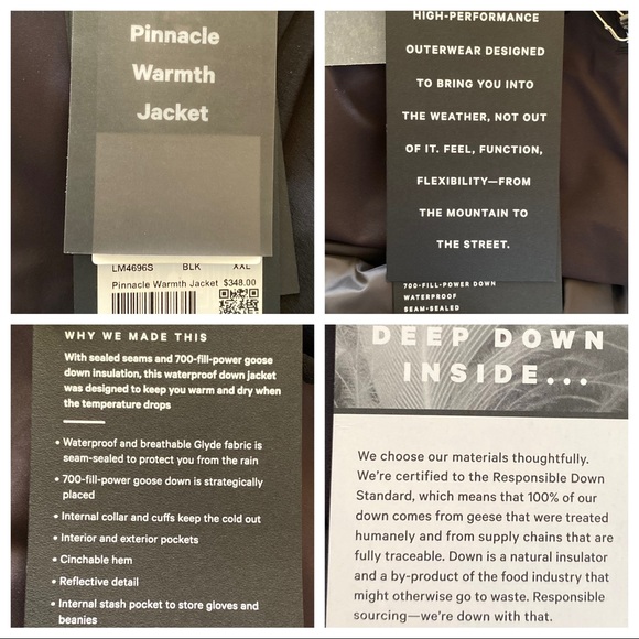 Lululemon Pinnacle Warmth Down Jacket Coat XXL - Picture 4 of 4
